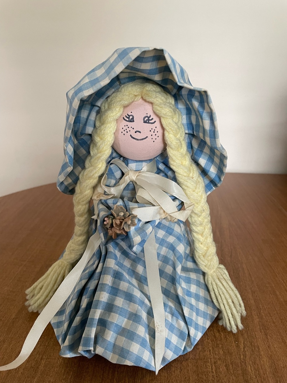 Vintage 1970s Handmade 
One-of-a-Kind Blonde Bottle Doll.